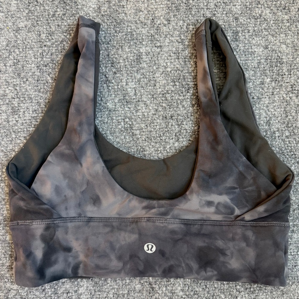 Lululemon Align Nulu Reversible Yoga Workout Sports Bra Grey Black Diamond Dye
